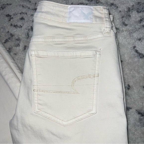 American Eagle Off-White Denim Super Stretch Ripped Jegging -size 4, Women’s - Picture 4 of 12